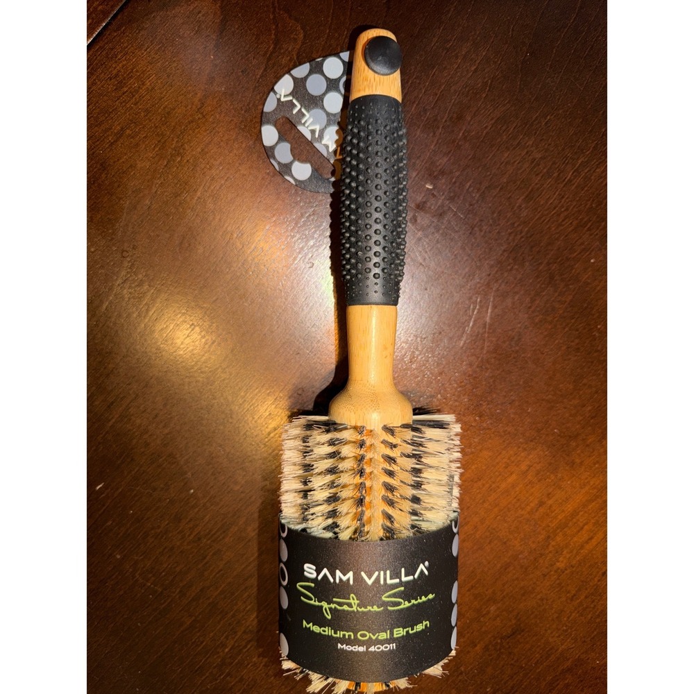 Sam Villa Signature Series Medium Oval Brush hair Boar Nylon Bristle Bamboo